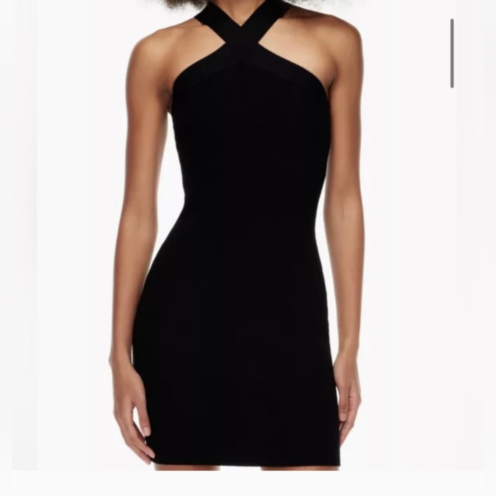 Aritzia Babaton Sculpt Knit Ribbed Black Dress 2XL